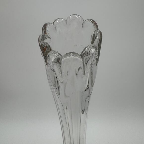 Clear Swung Glass 13.5" Footed Vase 10 points. Mid Century Modern - Picture 2 of 7